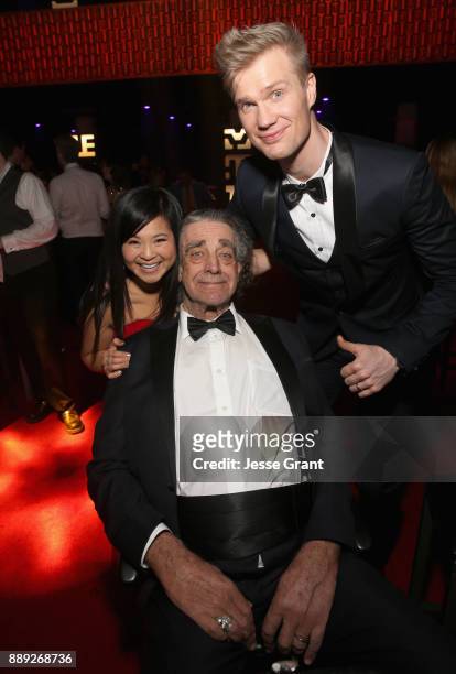 Actor Kelly Marie Tran ,Peter Mayhew, and Actor Joonas Suotamo at the world premiere of Lucasfilm's Star Wars: The Last Jedi at The Shrine Auditorium...