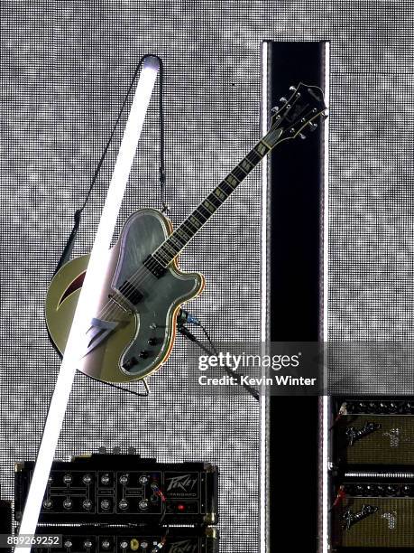 Josh Homme's guitar is seen onstage during KROQ Almost Acoustic Christmas 2017 at The Forum on December 9, 2017 in Inglewood, California.