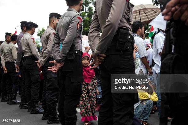 Thousands of Demonstrants from Indonesian Muslim Party PKS held demonstration in front of US Embassy - Jakarta, Indonesia, on 10 December 2017. They...