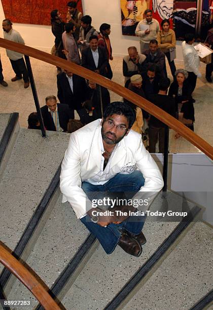 Bollywood actor Suniel Shetty at Lalit Kala Academy, New Delhi, where he opened an art exhibition curated by his wife Manna.