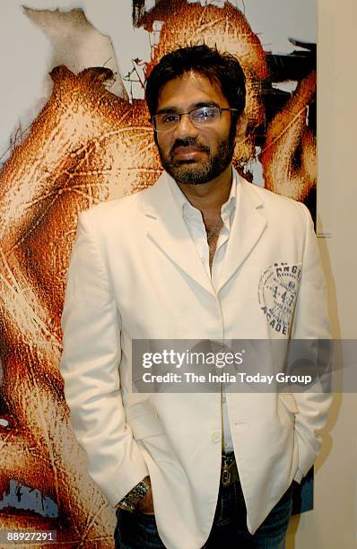 Bollywood actor Suniel Shetty at Lalit Kala Academy, New Delhi, where he opened an art exhibition curated by his wife Manna.