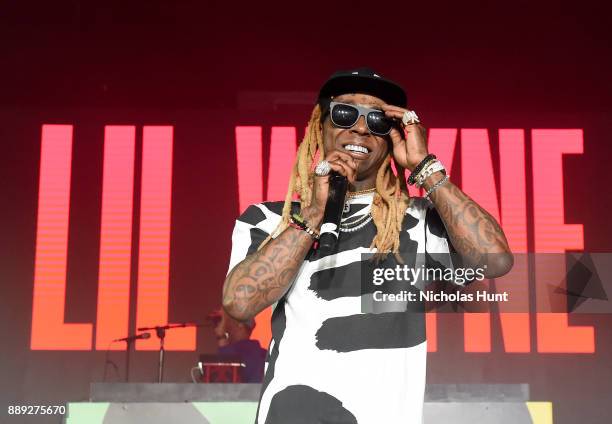 Lil Wayne performs onstage during BACARDI, Swizz Beatz and The Dean Collection bring NO COMMISSION back to Miami to celebrate "Island Might" at Soho...