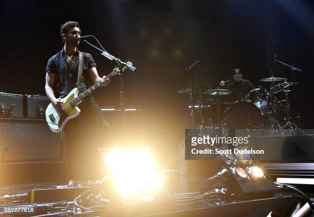 Singer Mike Kerr and drummer Ben Thatcher of the band Royal Blood perform onstage during KROQ Almost Acoustic Christmas 2017 at The Forum on December...