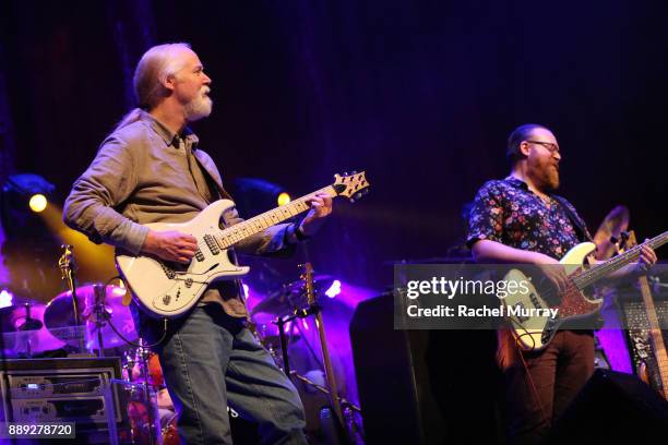Jimmy Herring and Kevin Scott perform ostage during John McLaughlin and the 4th Dimension & Jimmy Herring and the Invisible Whip's final concert of...