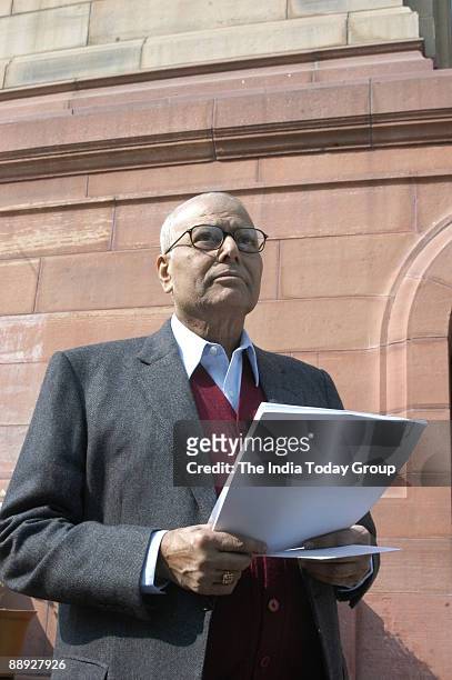 Yashwant Sinha, former Union Cabinet Minister of finance at Parliament House in New Delhi, India