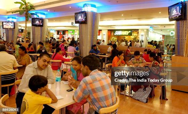 View of Food Court at INORBIT MALL in Mumbai's suburb Malad, India.
