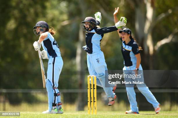 Kate Barry of NSW Metro is caught behind by Matilda Lugg of NSW ACT during the Final of U18 Female Championships between NSW Metro and ACT & NSW...