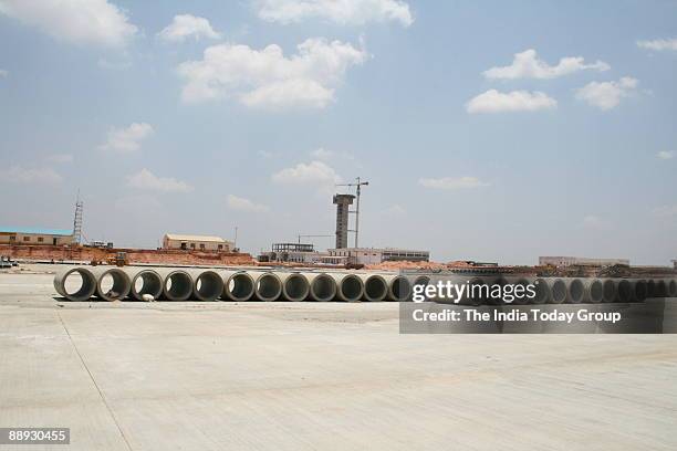 View of the Project work in Progress on the Bangalore International airport at Devanahalli in Karnataka, India