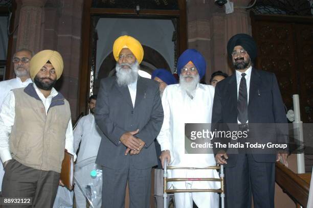 Punjab State MPs coming out after the meeting with Prime Minister of India at Parliament House in New Delhi, India