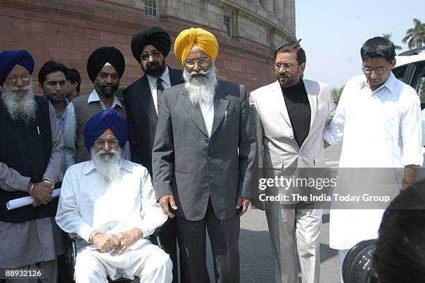 Punjab State MPs coming out after the meeting with Prime Minister of India at Parliament House in New Delhi, India