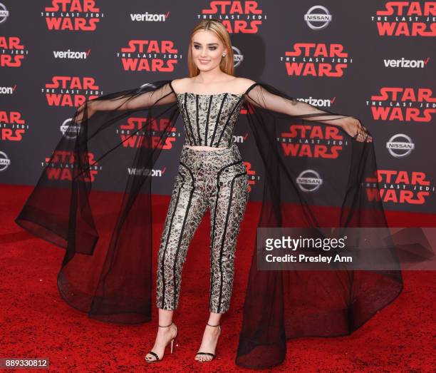 Meg Donnelly attends Premiere Of Disney Pictures And Lucasfilm's "Star Wars: The Last Jedi" - Arrivals at The Shrine Auditorium on December 9, 2017...