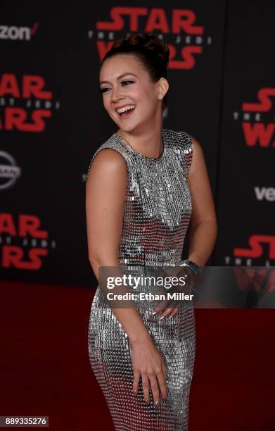 Actress Billie Lourd attends the premiere of Disney Pictures and Lucasfilm's "Star Wars: The Last Jedi" at The Shrine Auditorium on December 9, 2017...