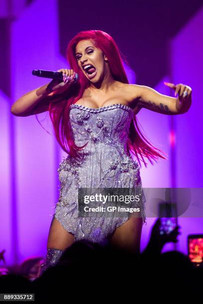 Artist Cardi B performs on stage during the 2017 iHeartRadio Canada Jingle Ball at the Air Canada Centre on December 9, 2017 in Toronto, Canada.