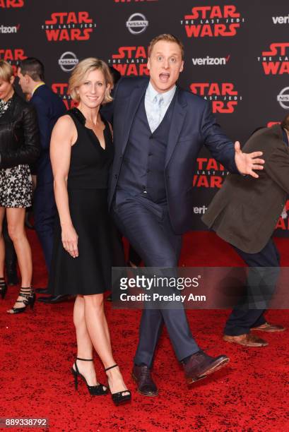 Charissa Barton and Alan Tudyk attend Premiere Of Disney Pictures And Lucasfilm's "Star Wars: The Last Jedi" - Arrivals at The Shrine Auditorium on...