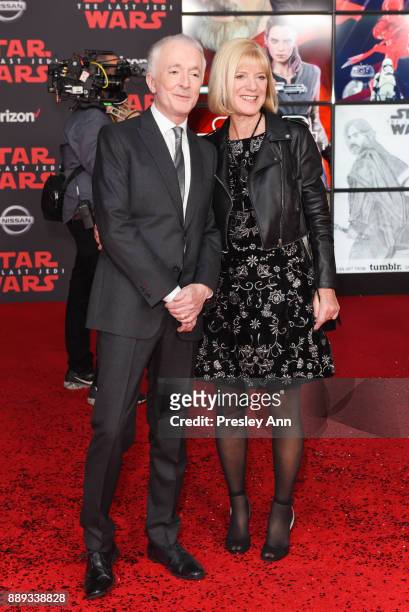 Anthony Daniels and Christine Savage attend Premiere Of Disney Pictures And Lucasfilm's "Star Wars: The Last Jedi" - Arrivals at The Shrine...