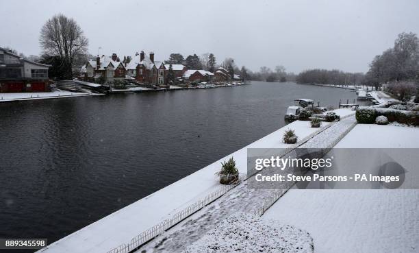 The River Thames winds through a snow covered scene in Marlow, Buckinghamshire, as heavy snowfall across parts of the UK is causing widespread...