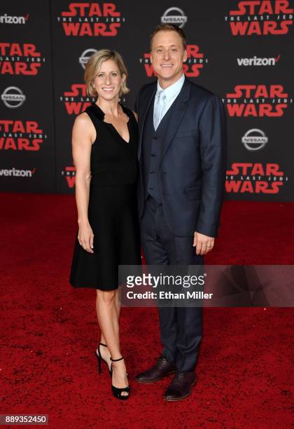 Choreographer Charissa Barton and actor Alan Tudyk attend the premiere of Disney Pictures and Lucasfilm's "Star Wars: The Last Jedi" at The Shrine...