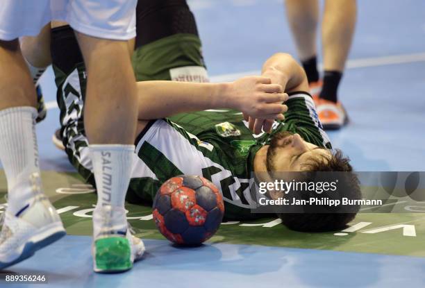 Petar Nenadic of Fuechse Berlin during the DKB Handball Bundesliga game between Fuechse Berlin and dem MT Melsungen at Max Schmeling Halle on...