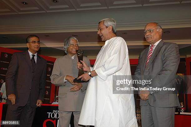 Naveen Patnaik, Chief Minister of Orissa Receiving the Awards from APJ Abdul Kalam, President of India along with Aroon Purie- Editor-in Chief India...