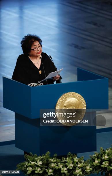 Hiroshima nuclear bombing survivor Setsuko Thurlow, who received the 2017 Nobel Peace Prize on behalf of the International Campaign to Abolish...