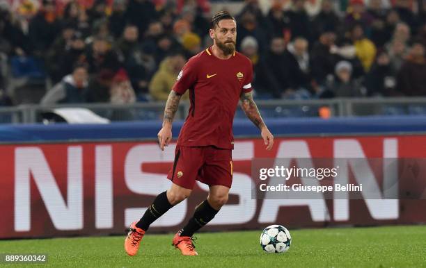 Daniele De Rossi of AS Roma in action during the UEFA Champions League group C match between AS Roma and Qarabag FK at Stadio Olimpico on December 5,...