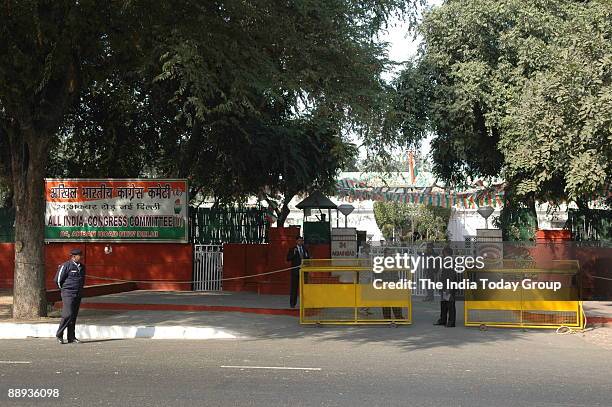 View of the All India Congress Committee office at 24, Akbar Road in New Delhi, India