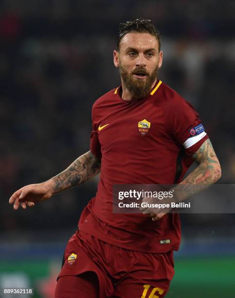 Daniele De Rossi of AS Roma in action during the UEFA Champions League group C match between AS Roma and Qarabag FK at Stadio Olimpico on December 5,...