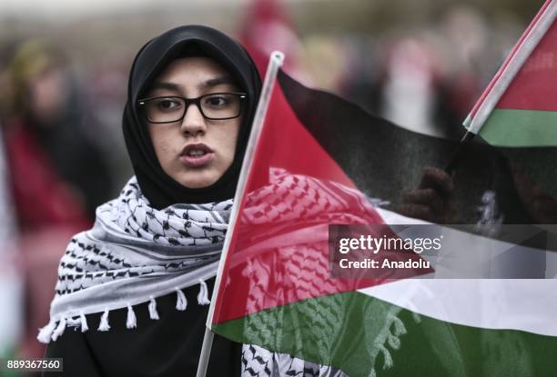 Demonstrators take part in the Jerusalem Belongs to Islam rally held by members of non governmental organizations, after U.S. President Donald...