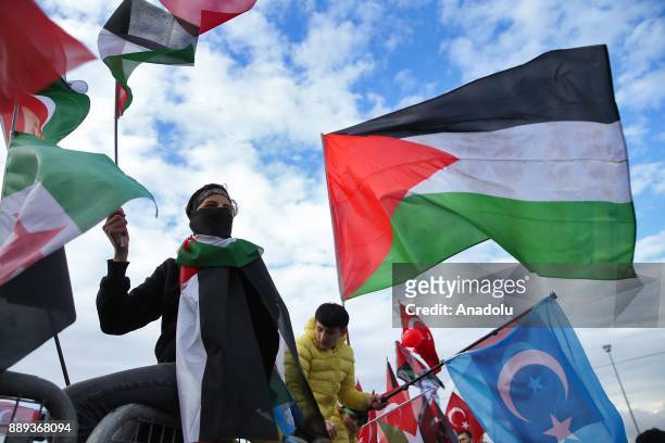 Demonstrators take part in the Jerusalem Belongs to Islam rally held by members of non governmental organizations, after U.S. President Donald...