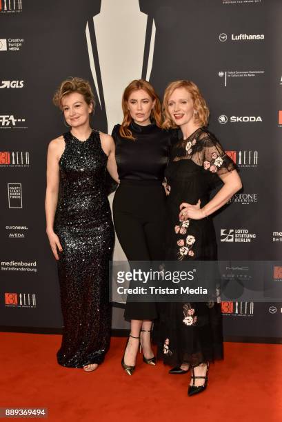 Anamaria Marinca, Palina Rojinsk and Anna Geislerova attend the European Film Awards 2017 on December 9, 2017 in Berlin, Germany.