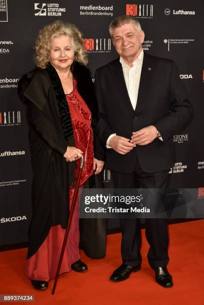 Hanna Schygulla and Alexander Nikolajewitsch Sokurow attend the European Film Awards 2017 on December 9, 2017 in Berlin, Germany.