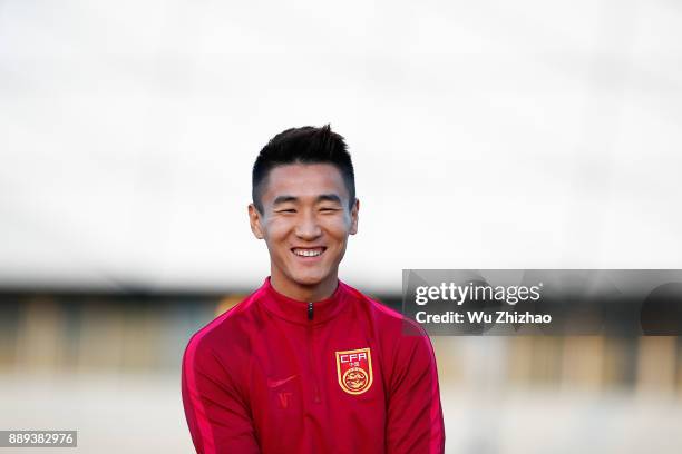 Wei Shihao of China attends a training session during the 2017 EAFF E-1 Football Championship Final round on December 10, 2017 in Tokyo, Japan.