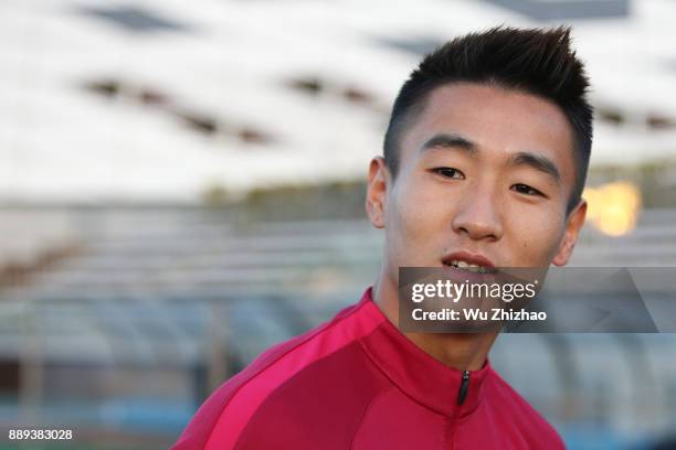 Wei Shihao of China attends a training session during the 2017 EAFF E-1 Football Championship Final round on December 10, 2017 in Tokyo, Japan.