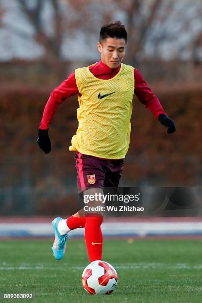 Wei Shihao of China attends a training session during the 2017 EAFF E-1 Football Championship Final round on December 10, 2017 in Tokyo, Japan.