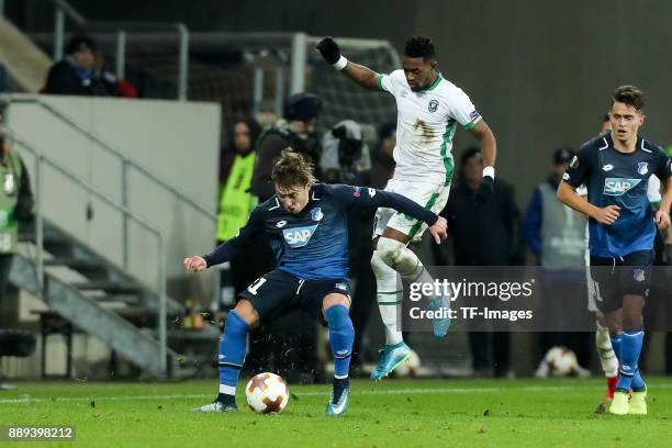 Virgil Misidjan of Ludogorets and Felix Passlack of Hoffenheim battle for the ball during the UEFA Europa League group C match between 1899...