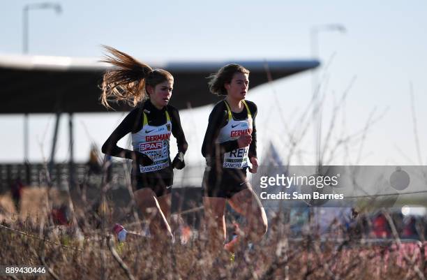 Samorin , Slovakia - 10 December 2017; Eventual first and second place race finishers Alina Reh, right, and Konstanze Kloserhalfen of Germany event...