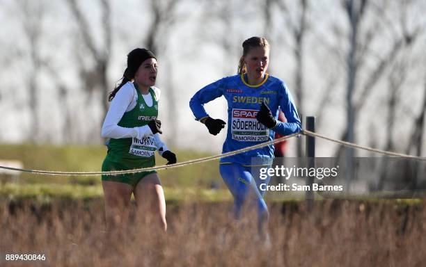 Samorin , Slovakia - 10 December 2017; Bethanie Murray of Ireland, left, and Linn Söderholm of Sweden competing in the U23 Women's event during the...