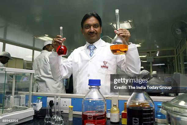 Pawan Chaudhary, MD, Venus Remedies at his Lab, Panchkula, India.
