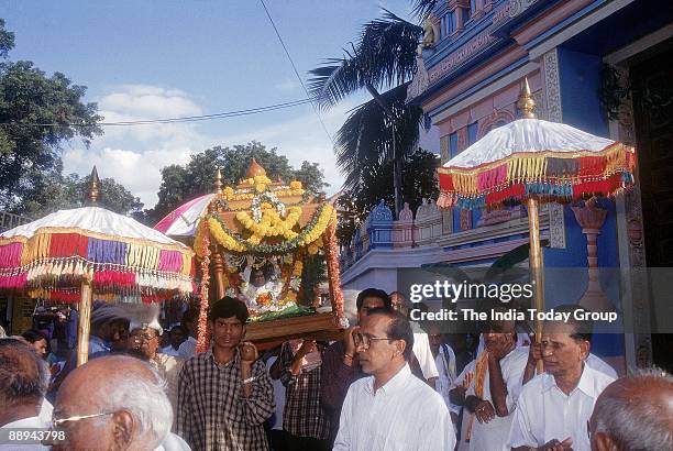 Picture Frame Sathya Sai Baba, Godman, South Indian Guru, Puttaparthi taken in a procession