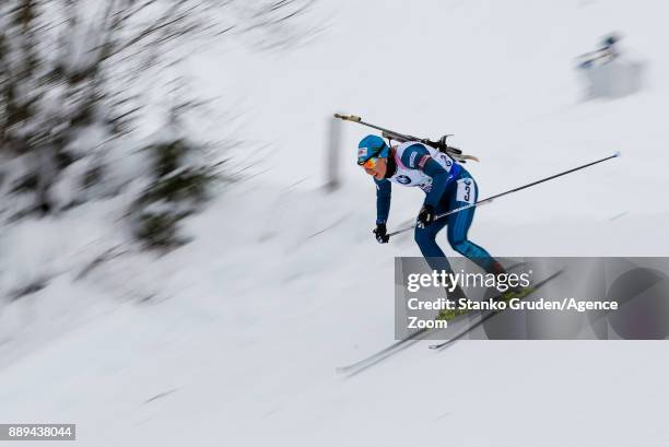 Yuliia Dzhima of Ukraine takes 2nd place during the IBU Biathlon World Cup Men's and Women's Relay on December 10, 2017 in Hochfilzen, Austria.