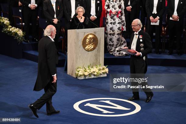 Barry C.Barish, laureate of the Nobel Prize in physics receives his Nobel Prize from King Carl XVI Gustaf of Sweden during the Nobel Prize Awards...