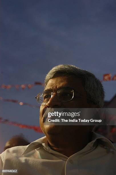 Prakash Karat, General Secretary of the Communist Party of India [CPI] addressing the party workers participating in a Chennai-Visakhapatnam Left...