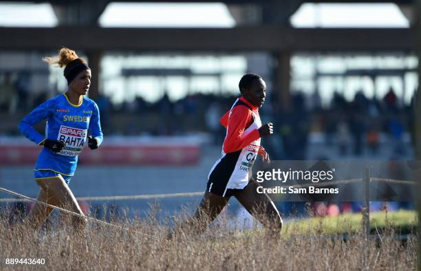 Samorin , Slovakia - 10 December 2017; Eventual winner Yasemin Can of Turkey and second place Meraf Bahta of Sweden competing in the Senior Women's...