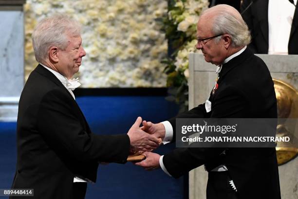 Economist and Nobel Prize for Sveriges Riksbank Prize in Economic Sciences 2017 laureate Richard H Thaler receives his Nobel Prize by King Carl XVI...