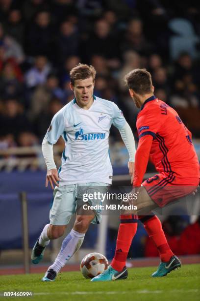 Europa League Group L Round 6 football match: Real Sociedad - Zenit 1 - 3. Zenit St Petersburg's Aleksander Kokorin and Real Sociedad's Diego Javier...