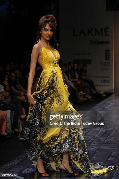 Model is walking on the ramp with Fashion designers Falguni and Shane outfit at Lakme Fashion Week Spring Summer-2007 in Mumbai, Maharashtra, India