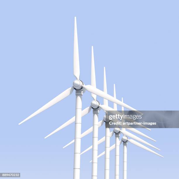 wind turbines in a row - turbine stock-fotos und bilder