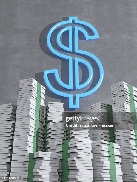 dollar sign surrounded  of money - monetary policy stock-fotos und bilder