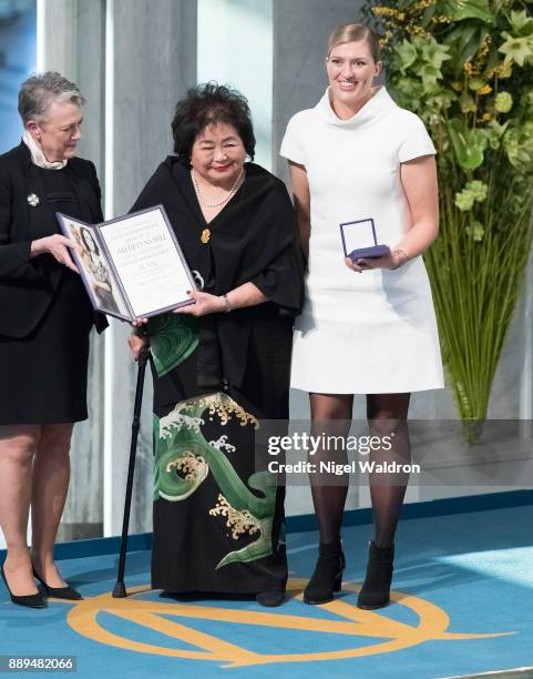 Setsuko Thurlow, Beatrice Fihn the Executive Director International Campaign to Abolish Nuclear Weapons , receive the Nobel Peace Prize 2017 award...
