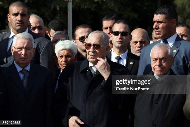 Algeria's Chief of Staff General Ahmed Gaid Salah attends the General's Burial at Retirement Atailia at El Alia Cemetery in Algiers, Algeria on 10...